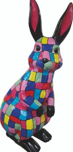 Casa Padrino Luxus XXL Deko Skulptur Hase Bunt / Schwarz H. 220 cm
