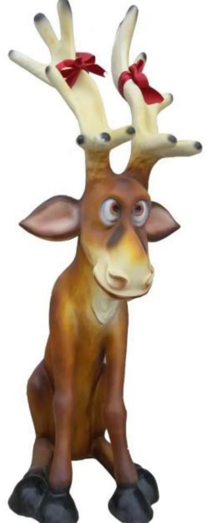 Casa Padrino Luxus XXL Deko Skulptur Rentier Hirsch Braun / Mehrfarbig H. 100 cm - XXL Weihnachts Deko Figur - Wohnzimmer Deko - Garten Deko - Luxus Deko XXL Weihnachts Figuren