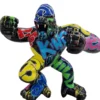 Casa Padrino Luxus XXL Deko Skulptur Gorilla Affe Schwarz / Mehrfarbig H. 85 cm - Große Deko Skulptur - XXL Deko Figur - Luxus XXL Tierfigur