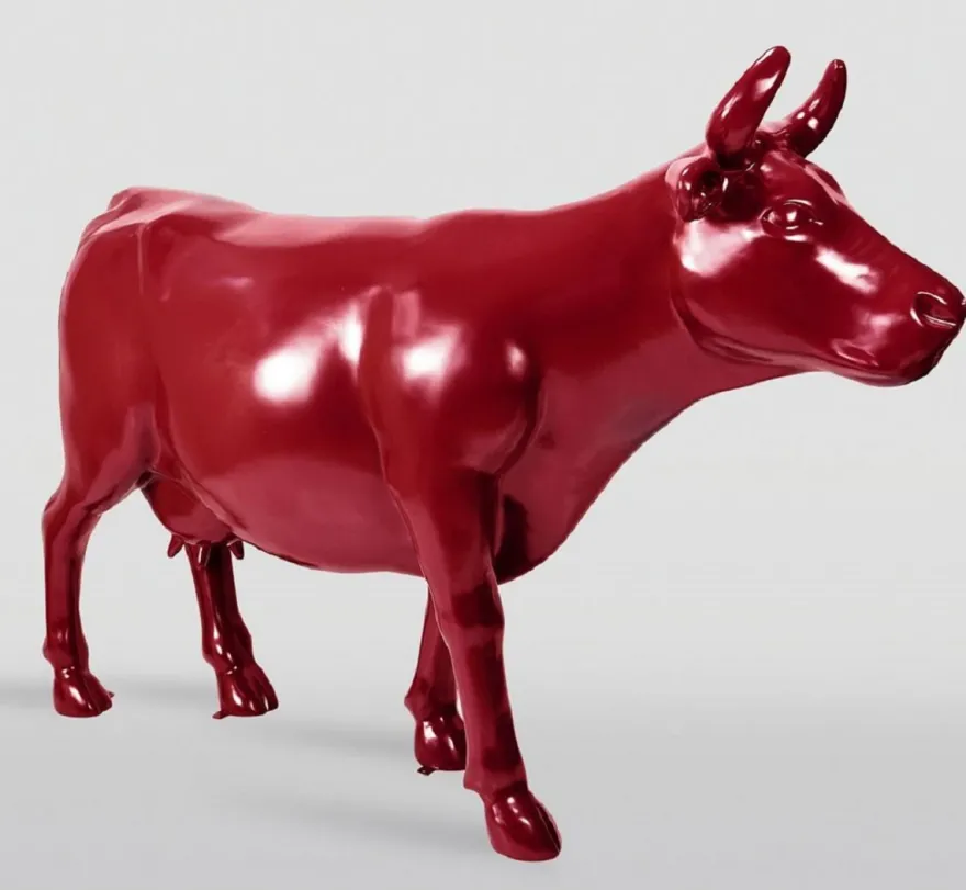Casa Padrino Luxus XXL Deko Skulptur Kuh Rot 225 cm