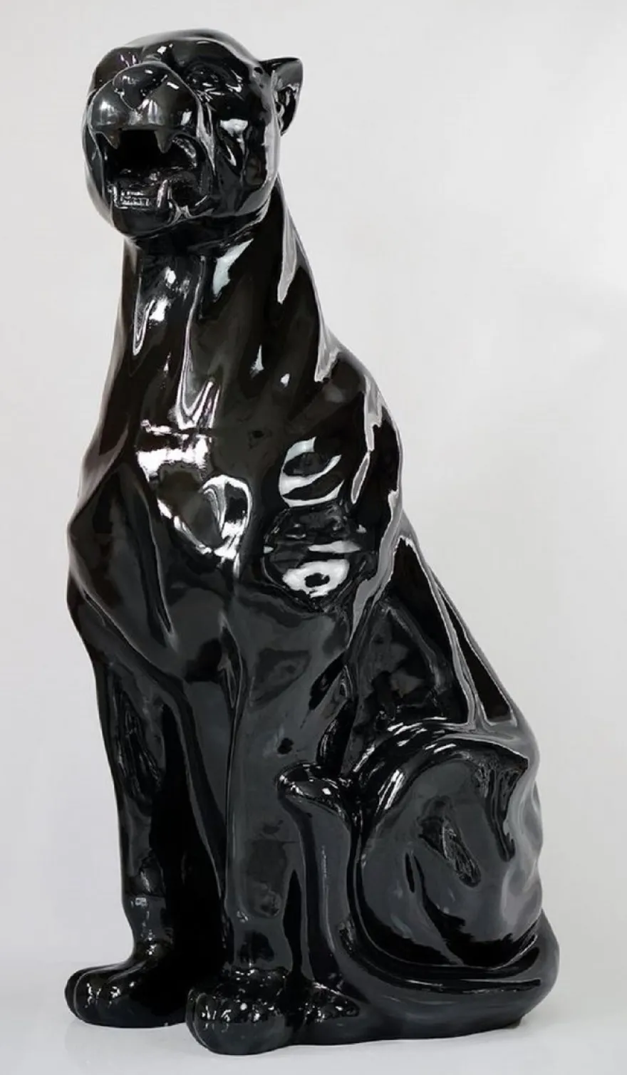 Casa Padrino Luxus XXL Deko Skulptur Panther Schwarz x H. 170 cm - Große Deko Figur - XXL Wohnzimmer Deko - XXL Garten Deko