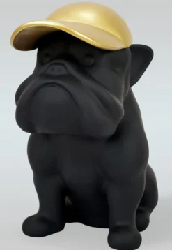 Casa Padrino Luxus XXL Deko Skulptur Hund Bulldogge Matt Schwarz / Gold H. 100 cm - Große Deko Figur - XXL Wohnzimmer Deko - XXL Garten Deko