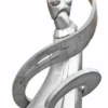 Casa Padrino Luxus XXL Garten Deko Skulptur Tänzerin Silber / Grau H. 350 cm - Riesige XXL Garten Deko Edelstahl Figur - XXL Edelstahl Garten Skulpturen