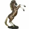 Casa Padrino Luxus XXL Garten Deko Bronze Skulptur Pferd Linke Seite Braun / Gold H. 307 cm