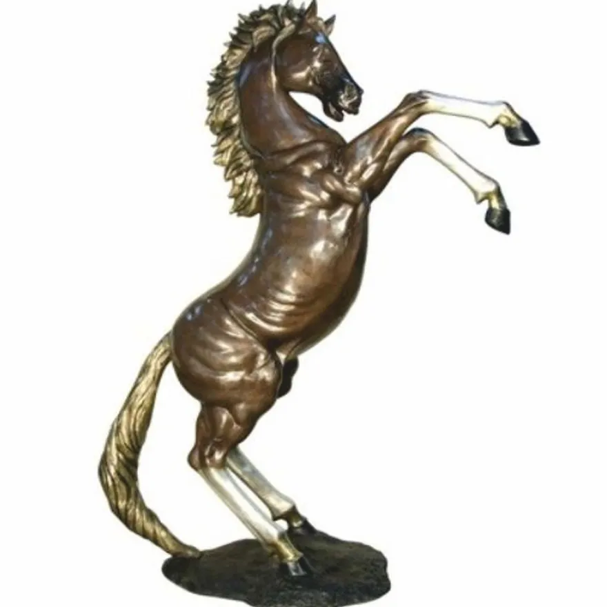 Casa Padrino Luxus XXL Garten Deko Bronze Skulptur Pferd Linke Seite Braun / Gold H. 307 cm
