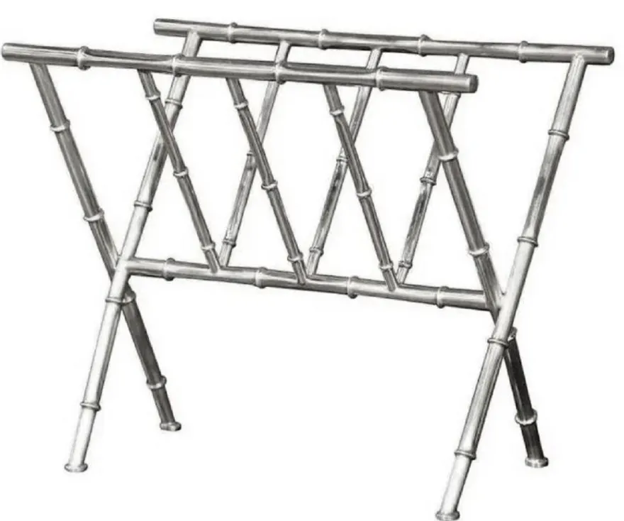 Casa Padrino Luxus Zeitschriftenständer Silber 50 x 27 x H. 48 cm - Metall Zeitschriftenhalter - Dekorativer Zeitungsständer - Deko Accessoires