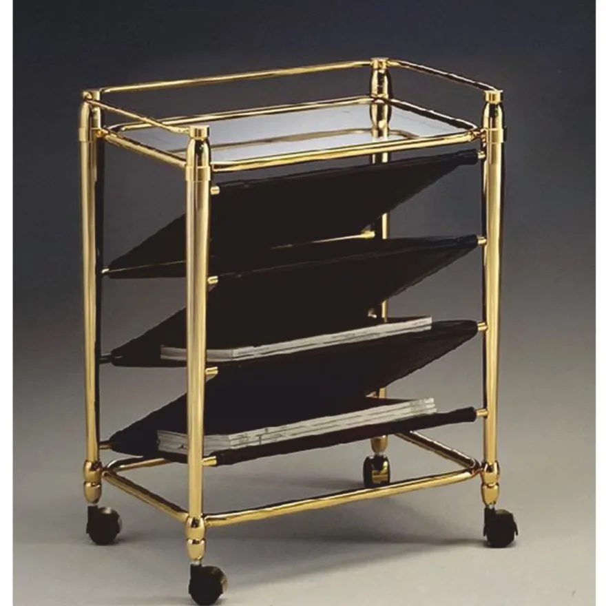 Casa Padrino Luxus Zeitschriften Trolley Messing Glänzend / Schwarz 52 x 38 x H. 63 cm - Made in Italy