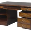 Casa Padrino Mahagoni Schreibtisch Braun / Grün 160,5 x 76 x H. 77 cm - Luxus Büromöbel
