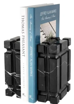 Casa Padrino Marmor Buchstützen 2er Set Schwarz - Luxus Wohnzimmer Accessoires