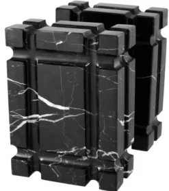 Casa Padrino Marmor Buchstützen 2er Set Schwarz - Luxus Wohnzimmer Accessoires