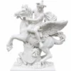 Casa Padrino Marmor Skulptur Fliegender Merkur Weiß H. 115 cm - Altrömischer Götterbote - Garten Deko Figur