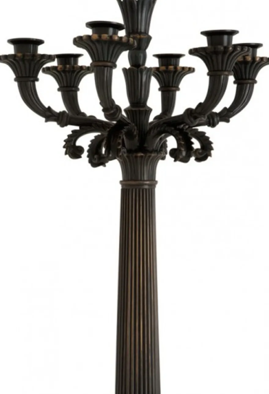 Casa Padrino Massiver Luxus Kerzenständer im Antikstil aus Bronze - 79 x 30 cm - Dekorativer Kerzenhalter
