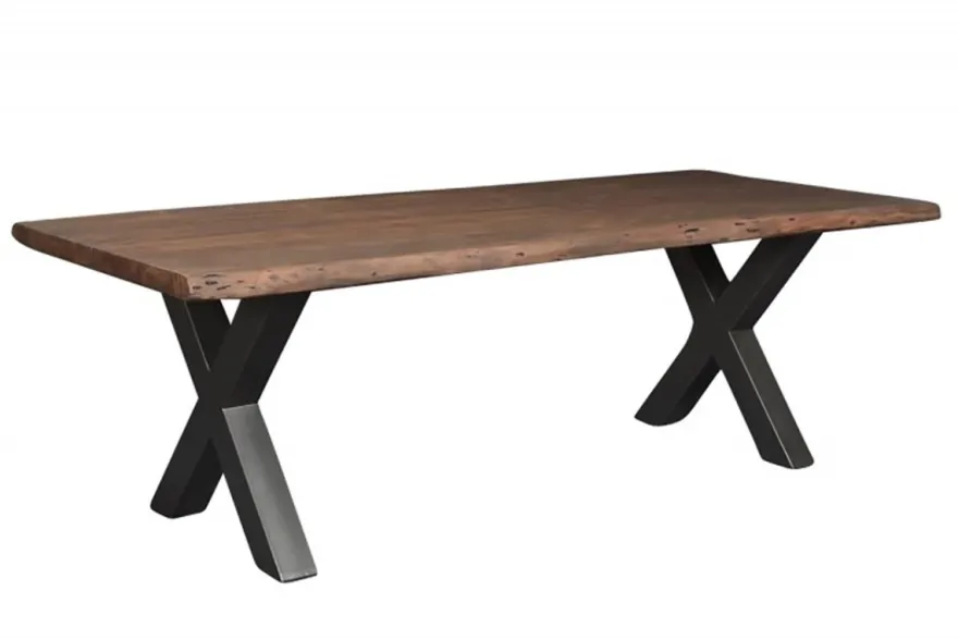 Casa Padrino Massivholz Esstisch Akazie mit Eisengestell 200 x 100 x H.77 cm - Designer Tisch