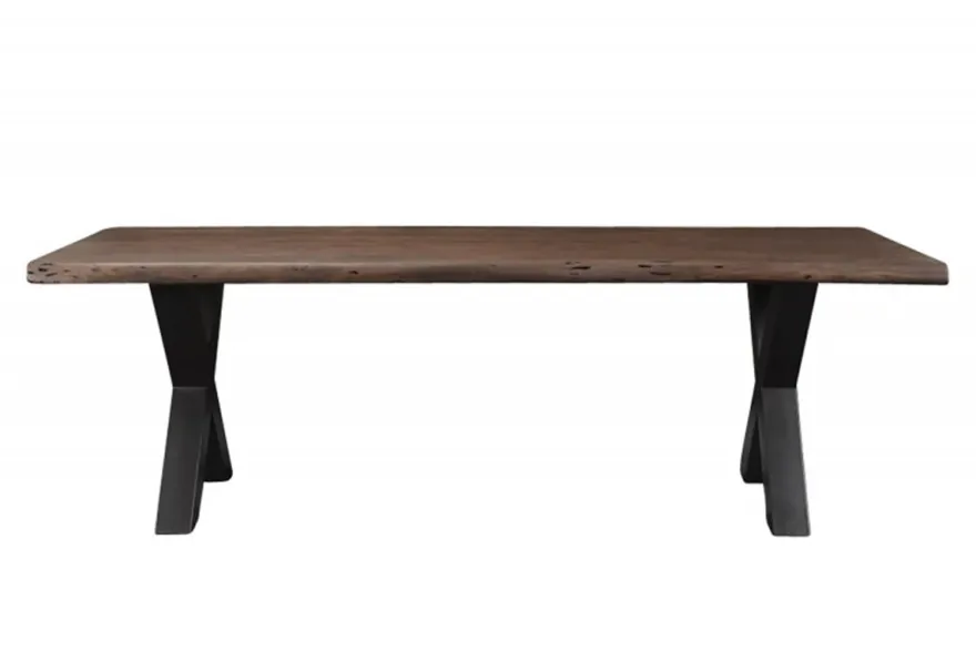 Casa Padrino Massivholz Esstisch Akazie mit Eisengestell 200 x 100 x H.77 cm - Designer Tisch