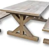 Casa Padrino Massivholz Esszimmer Set Naturfarben - Eichenholz Esstisch mit 2 Sitzbänken - Esszimmmer Möbel - Restaurant Möbel - Rustikale Eichenholz Möbel