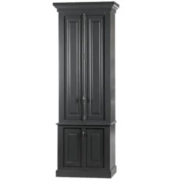 Casa Padrino Massivholz Schrank Grau mit großzügigem Stauraum 48 x 88 x 245cm mit 4 Türen