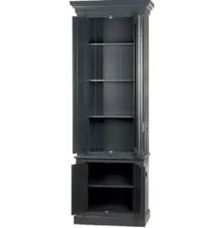 Casa Padrino Massivholz Schrank Grau mit großzügigem Stauraum 48 x 88 x 245cm mit 4 Türen