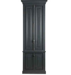 Casa Padrino Massivholz Schrank Grau mit großzügigem Stauraum 48 x 88 x 245cm mit 4 Türen
