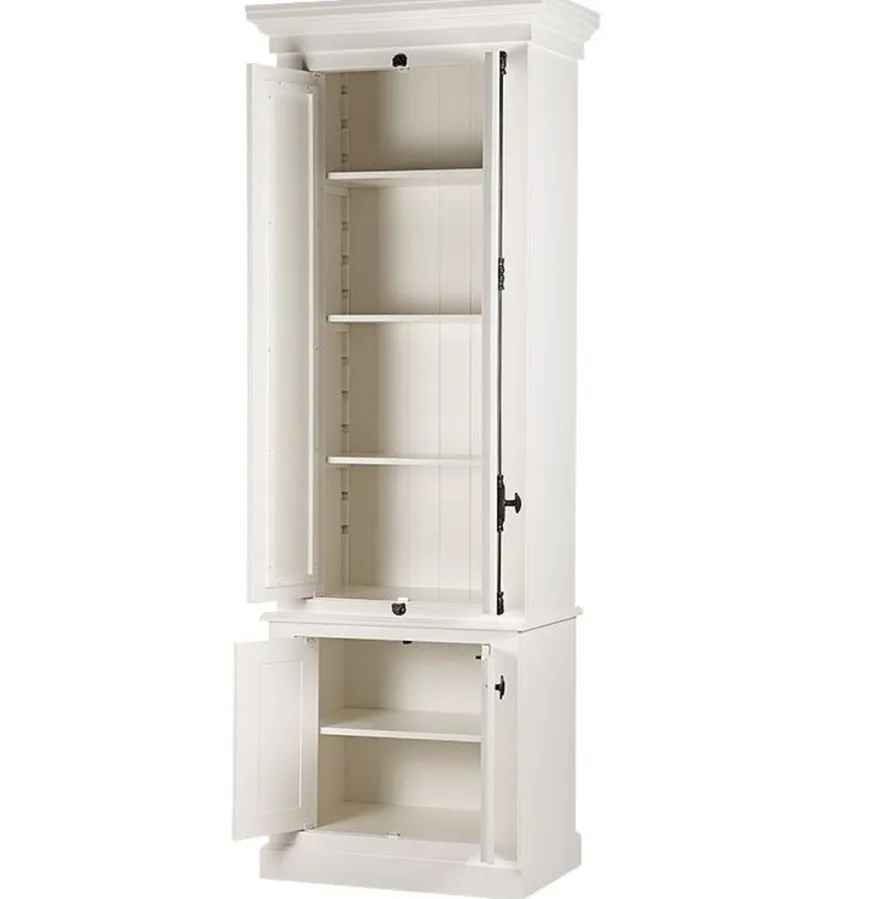 Casa Padrino Massivholz Schrank Weiß mit großzügigem Stauraum 48 x 88 x 245cm mit 4 Türen