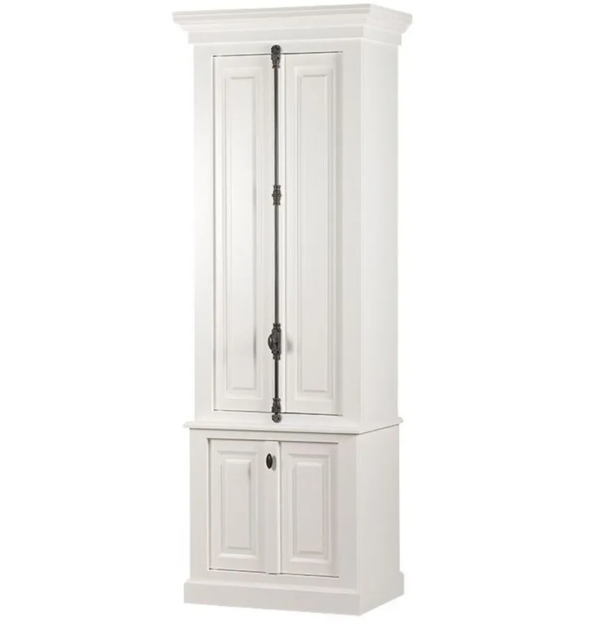 Casa Padrino Massivholz Schrank Weiß mit großzügigem Stauraum 48 x 88 x 245cm mit 4 Türen