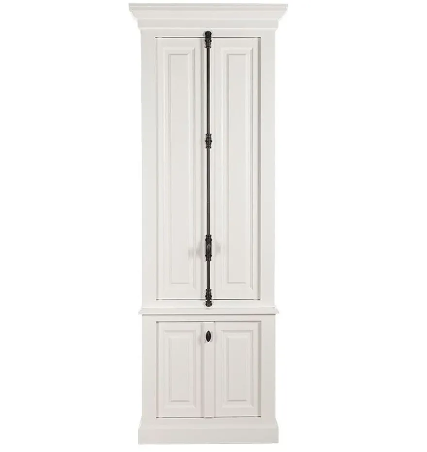 Casa Padrino Massivholz Schrank Weiß mit großzügigem Stauraum 48 x 88 x 245cm mit 4 Türen