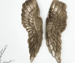 Casa Padrino Metall Engelsflügel Antik Silber / Bronze 20 x 5 x H. 65 cm - Wanddeko - Deko Accessoires