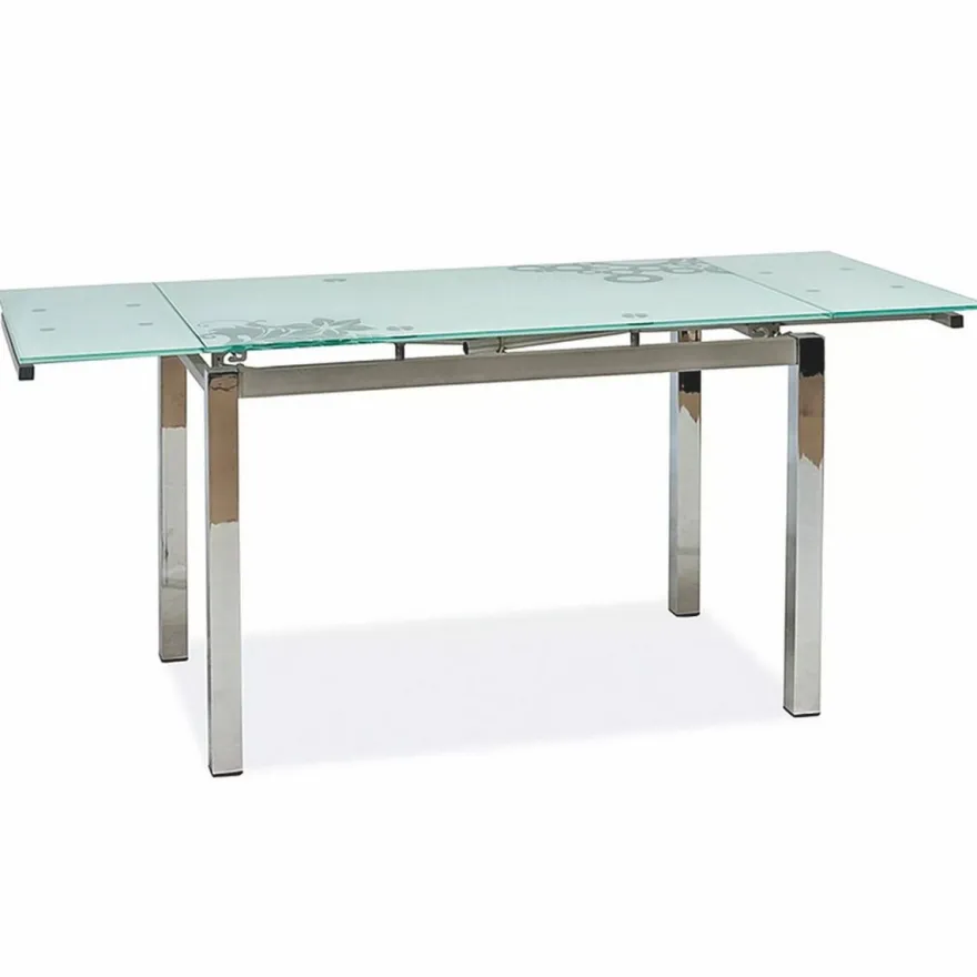 Casa Padrino Metall Esstisch mit Glasplatte Silber 110-170 cm - Erweiterbarer Küchentisch