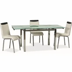 Casa Padrino Metall Esstisch mit Glasplatte Silber 110-170 cm - Erweiterbarer Küchentisch