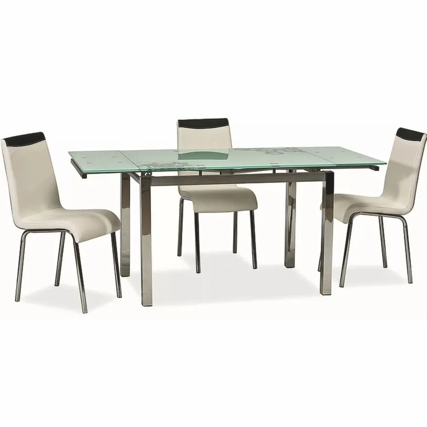 Casa Padrino Metall Esstisch mit Glasplatte Silber 110-170 cm - Erweiterbarer Küchentisch