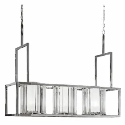 Casa Padrino Metall Hängeleuchte mit Glas Lampenschirmen Silber 120 cm