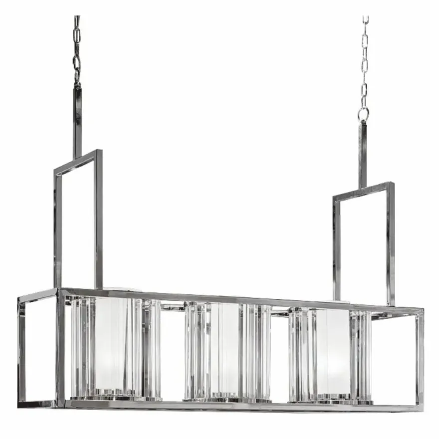 Casa Padrino Metall Hängeleuchte mit Glas Lampenschirmen Silber 120 cm
