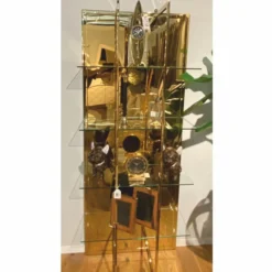 Casa Padrino Metall Regalschrank mit Spiegel Gold H. 200 cm - Metall Möbel