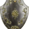 Casa Padrino Metall Ritterschild Silber / Antik Gold 55 x H. 71 cm - Mittelalter Deko - Wanddeko