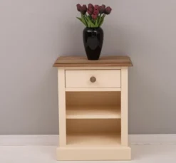 Casa Padrino Nachttisch im Landhausstil mit 1 Schublade und Eichenholzplatte, 47 x 32 x 59 cm