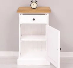 Casa Padrino Nachttisch im Landhausstil mit 1 Tür, 1 Schublade und Eichenholzplatte, 47 x 32 x 74 cm