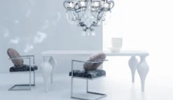 Casa Padrino Neoklassik Esstisch Hochglanz Weiß 220 x 110 x H. 75,5 cm - Massivholz Küchentisch - Esszimmer Möbel im Neoklassischem Stil