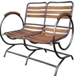 Casa Padrino Nostalgie Gartenbank Braun 100 x 70 cm - Jugendstil Sitzbank mit Armlehnen