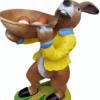 Casa Padrino Osterdeko Figur Hase mit Schüssel Mehrfarbig H. 67 cm