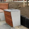 Casa Padrino Park Abfallbehälter Braun / Grau / Silber H. 60 cm - Stadt Abfalleimer - Beton Mülleimer