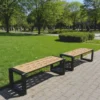 Casa Padrino Parkbank Naturfarben / Braun / Schwarz 192 cm - Stadtbank - Gartenbank - Outdoor Sitzbank - Outdoor Möbel - Stadt Möbel