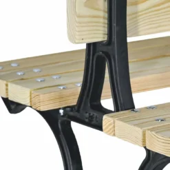 Casa Padrino Parkbank Naturfarben / Schwarz 180 cm - Doppelseitige Gartenbank