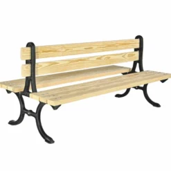 Casa Padrino Parkbank Naturfarben / Schwarz 180 cm - Doppelseitige Gartenbank
