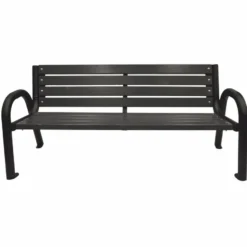 Casa Padrino Parkbank Schwarz 150 cm - Stadtbank - Gartenbank mit Rückenlehne und Armlehnen - Outdoor Sitzbank