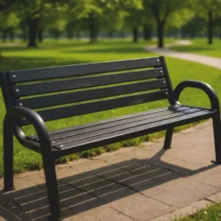 Casa Padrino Parkbank Schwarz 150 cm - Stadtbank - Gartenbank mit Rückenlehne und Armlehnen - Outdoor Sitzbank