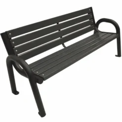 Casa Padrino Parkbank Schwarz 150 cm - Stadtbank - Gartenbank mit Rückenlehne und Armlehnen - Outdoor Sitzbank