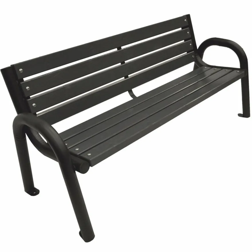 Casa Padrino Parkbank Schwarz 150 cm - Stadtbank - Gartenbank mit Rückenlehne und Armlehnen - Outdoor Sitzbank