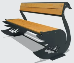Casa Padrino Parkbank - Stadtbank Schwan Naturfarben / Schwarz 159 cm - Outdoor & Park Möbel