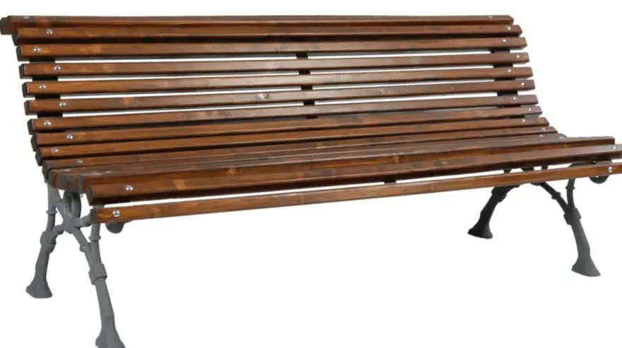 Casa Padrino Parkbank - Stadtbank mit Rückenlehne Dunkelbraun / Grau 180 cm - Garten Möbel