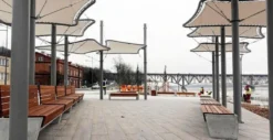 Casa Padrino Parkbank - Stadtbank Braun / Grau 200 cm - Outdoor & Park Möbel