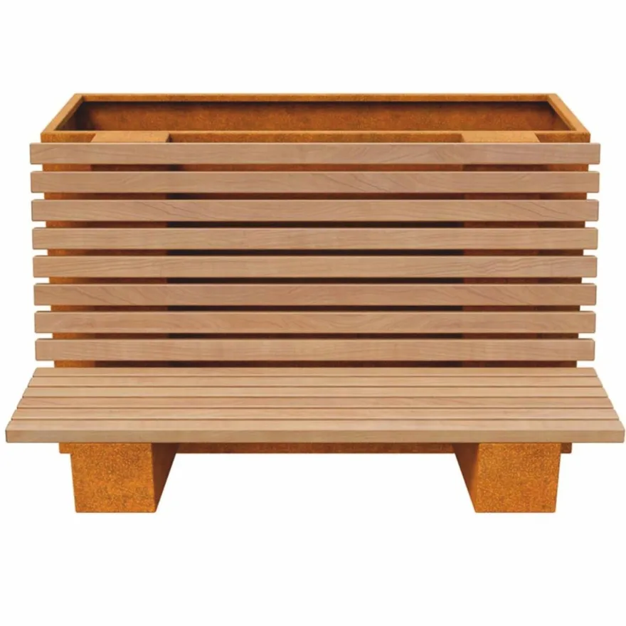 Casa Padrino Parkbank - Stadtbank mit Pflanzkübel 150 cm - Outdoor & Park Möbel